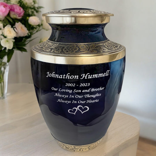 Personalized Cremation Urns for Human Ashes - Grecian Classic Black