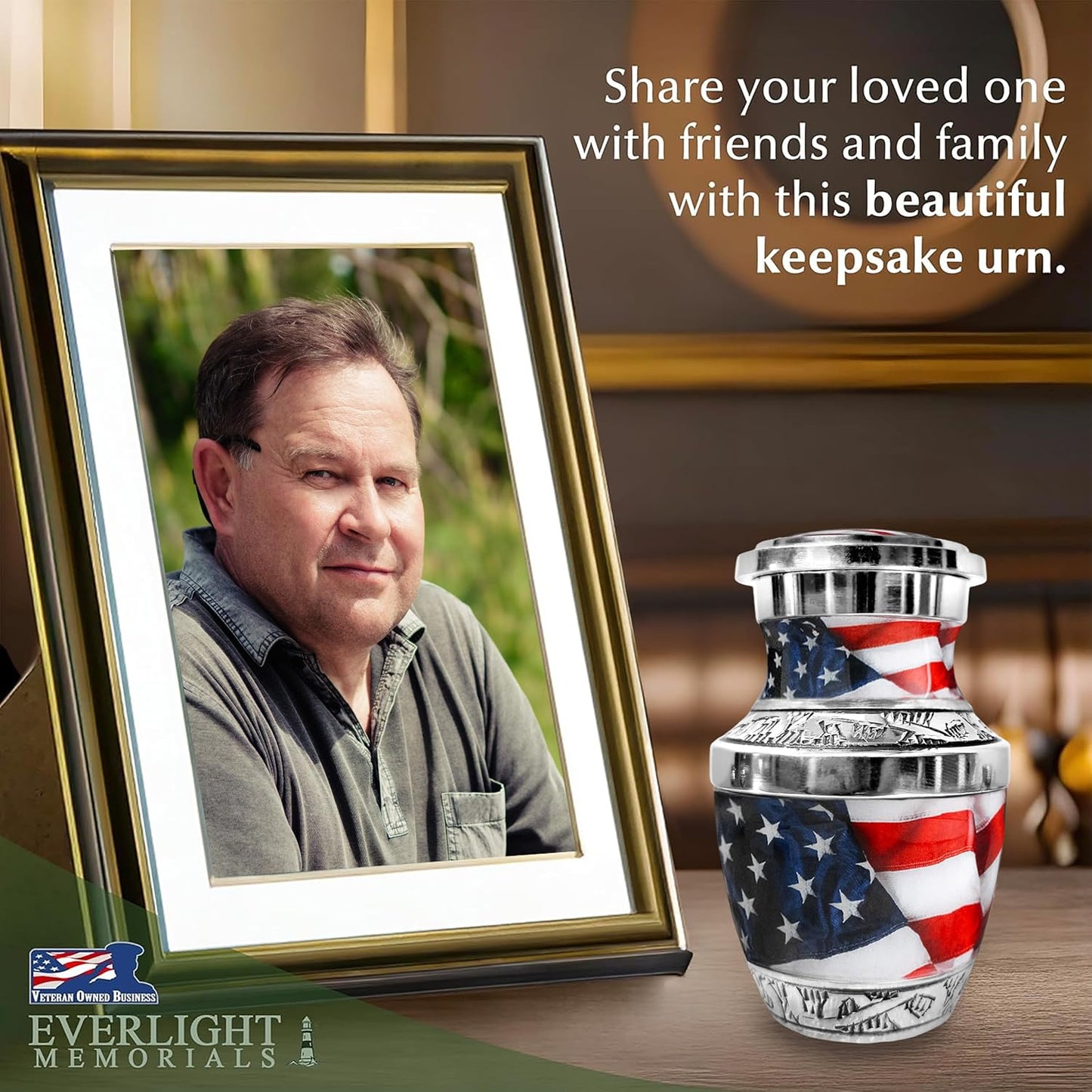 Patriotic American Flag Small Keepsake Urn for Human Ashes