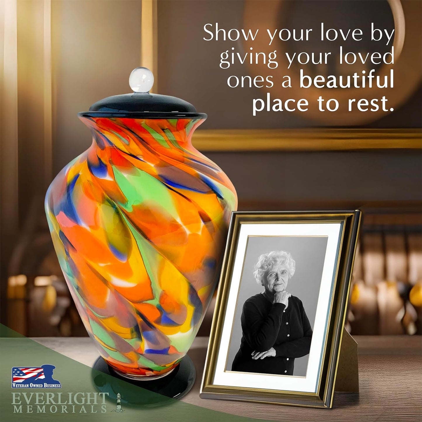 Autumn Radiance Hand Blown Glass Cremation Urns for Human Ashes