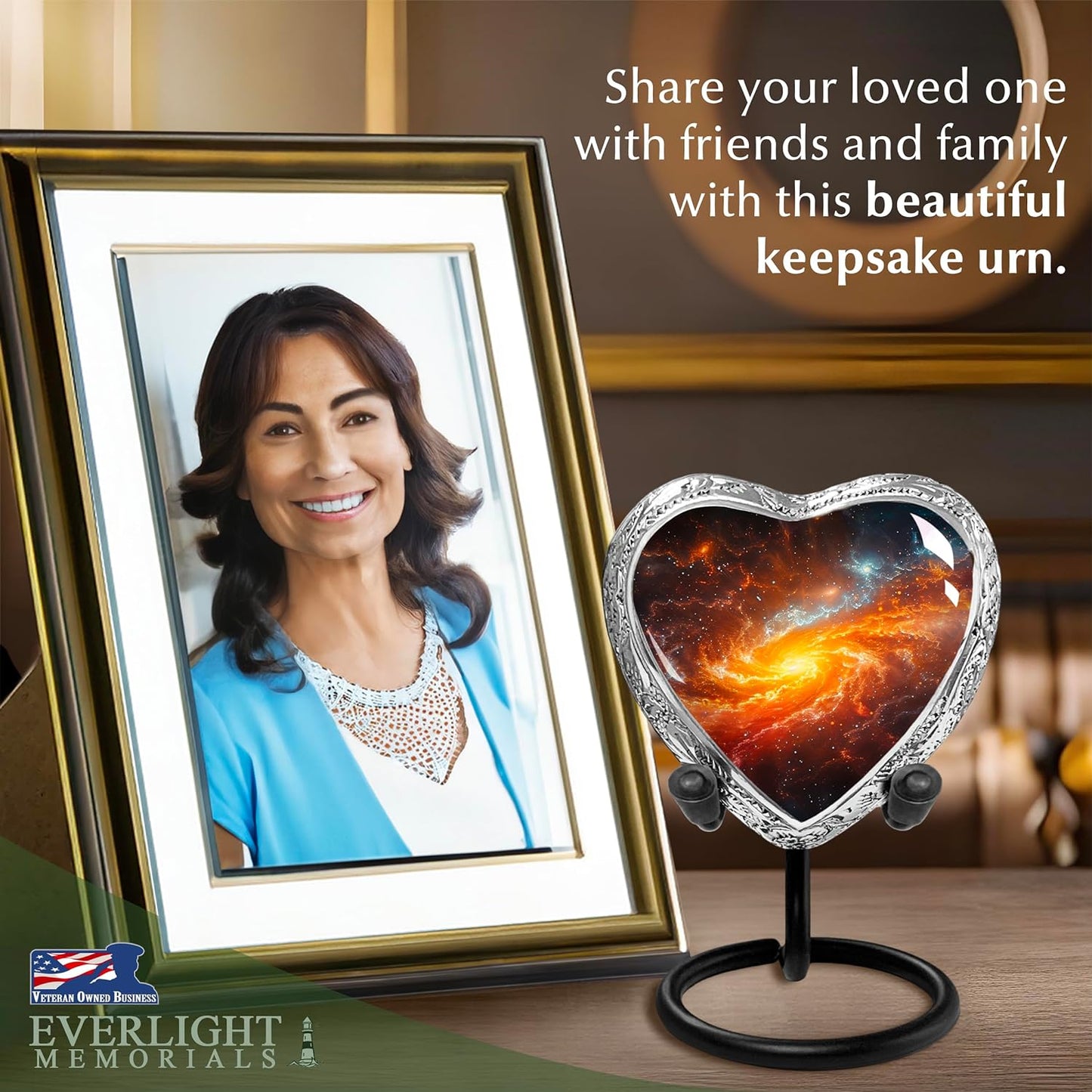 Heart Shaped Small Keepsake Cremation Urns for Human Ashes - Celestial Journey