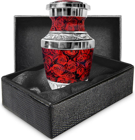 Red Roses Small Keepsake Urn for Ashes