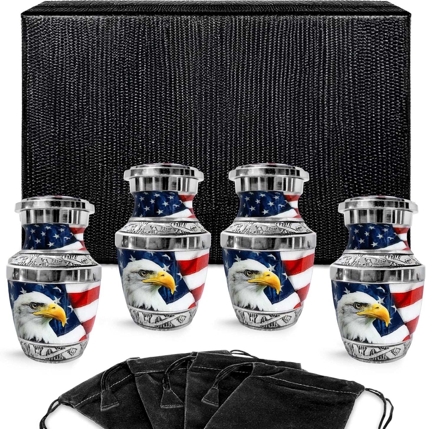 American Eagle Small Keepsake Urn for Ashes - Set of 4