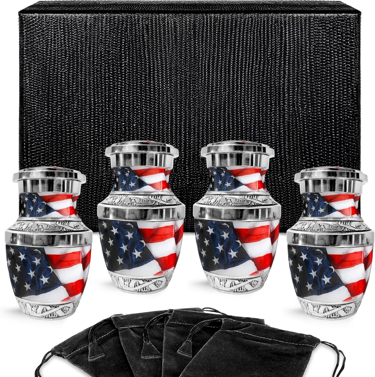 American Flag Small Keepsake Urn for Ashes - Set of 4