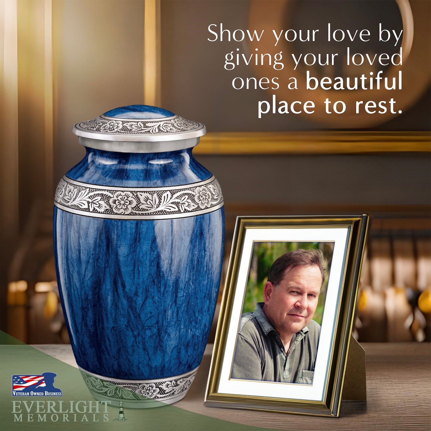 Watercolors Dark Blue Adult Urn for Ashes