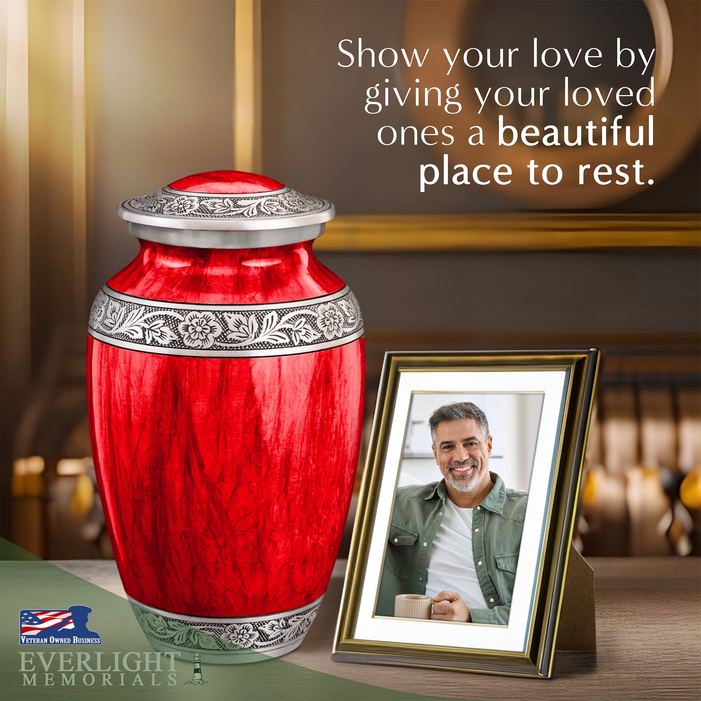 Watercolors Red Adult Urn for Ashes