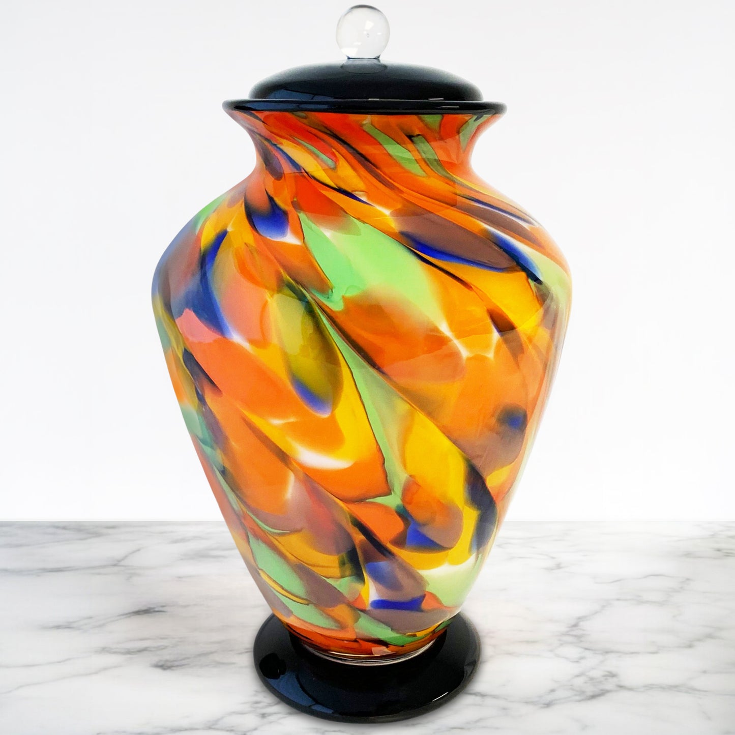 Autumn Radiance Hand Blown Glass Cremation Urns for Human Ashes