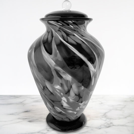 Silver Radiance Hand Blown Glass Cremation Urns for Human Ashes