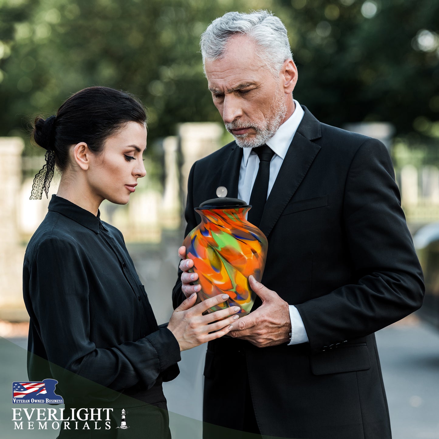 Autumn Radiance Hand Blown Glass Cremation Urns for Human Ashes