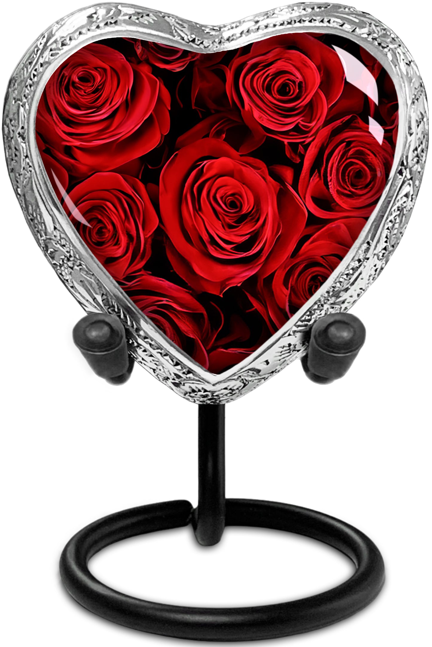 Heart Shaped Small Keepsake Cremation Urns for Human Ashes - Eternal Roses