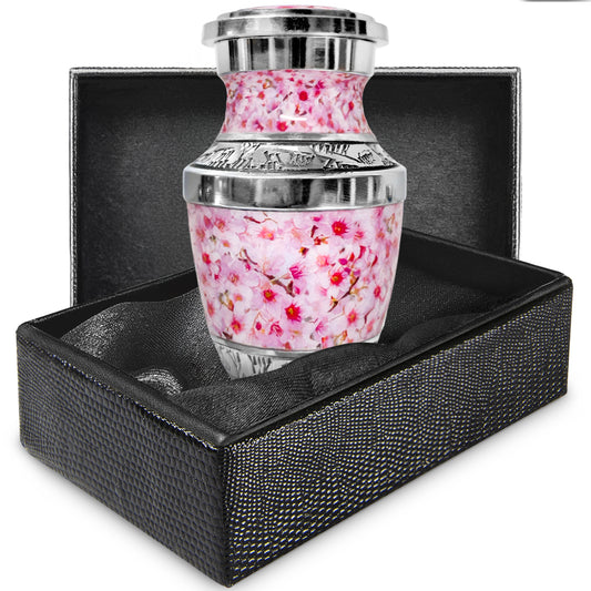 Pink Cherry Blossom Small Keepsake Urn for Ashes