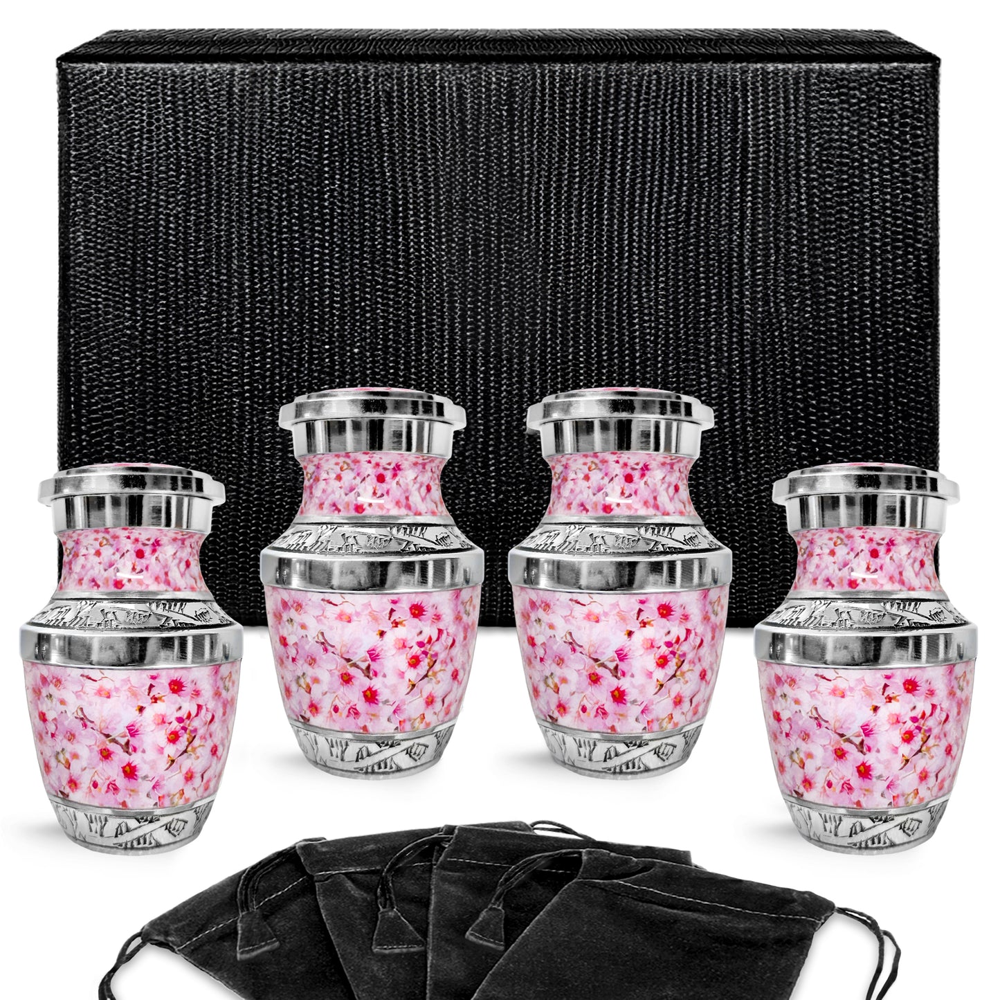 Pink Cherry Blossom Small Keepsake Urn for Ashes - Set of 4