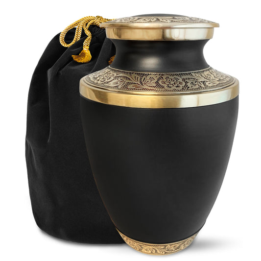 Grecian Classic Matte Adult Cremation Urn for Human Ashes, Large with Velvet Bag