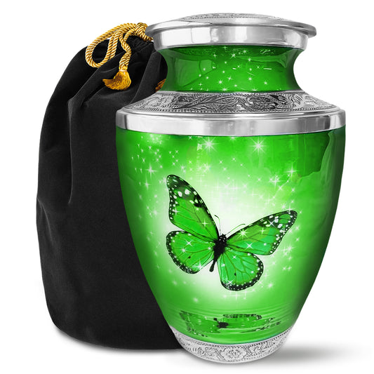 Green Butterfly Adult Urn for Ashes