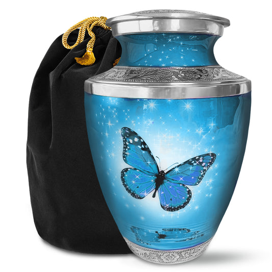 Light Blue Butterfly Adult Urn for Ashes