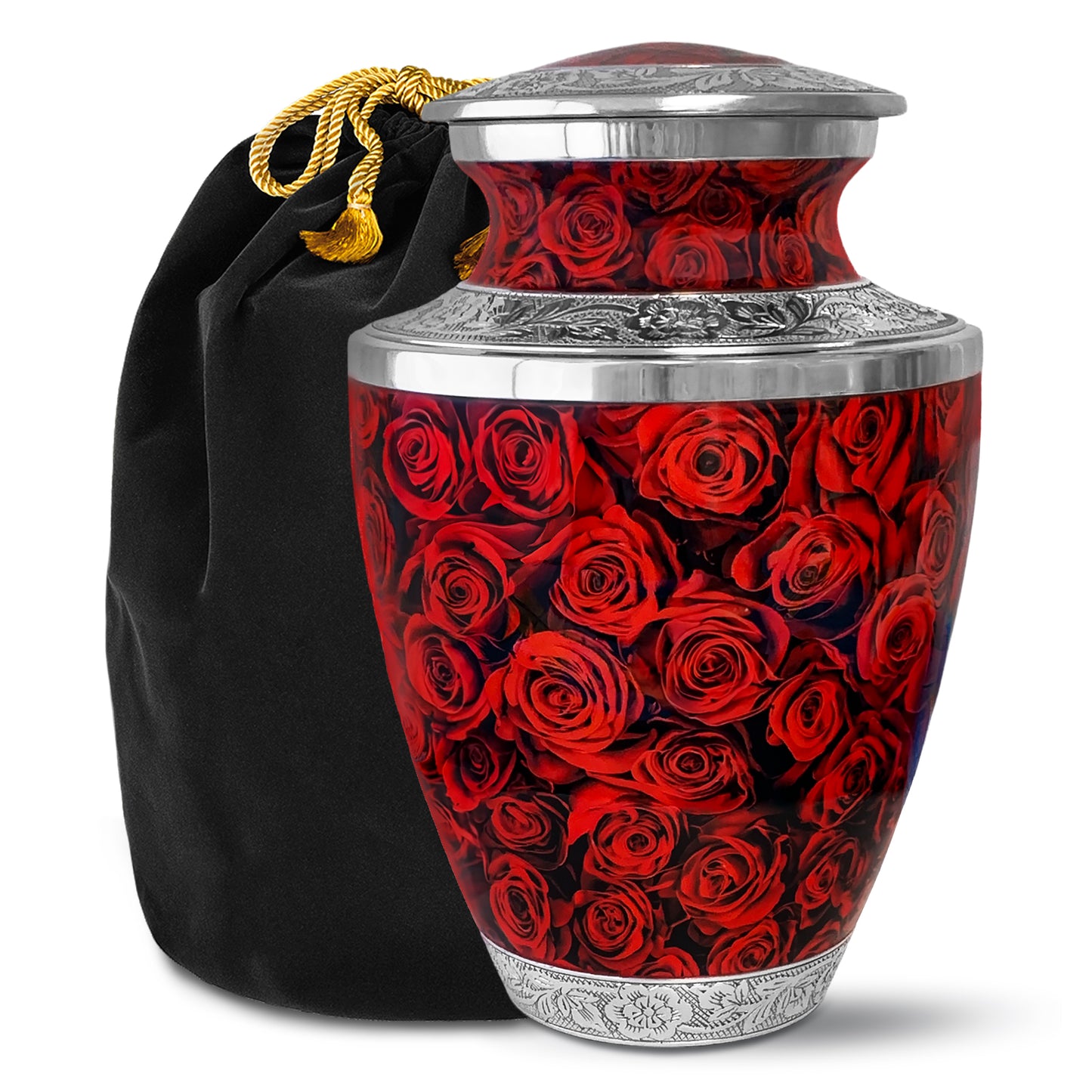 Eternal Roses Adult Cremation Urn for Human Ashes, Large with Velvet Bag