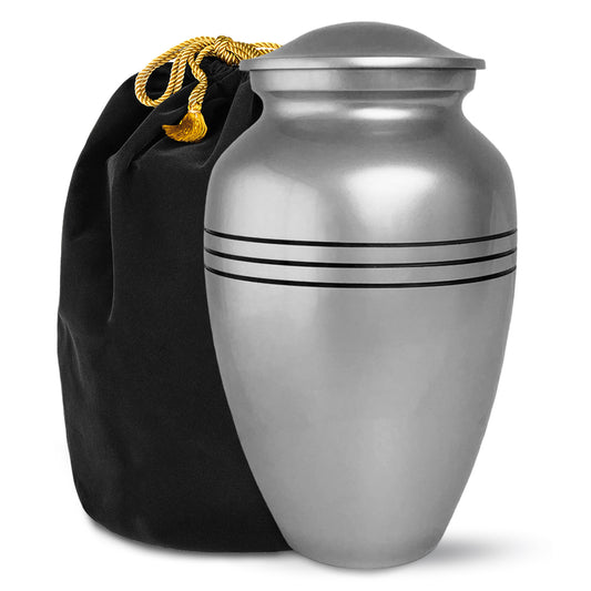 3 Banded Roman Classic Adult Cremation Urn for Human Ashes, Large w/ Velvet Bag