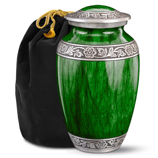 Watercolors Green Adult Urn for Ashes